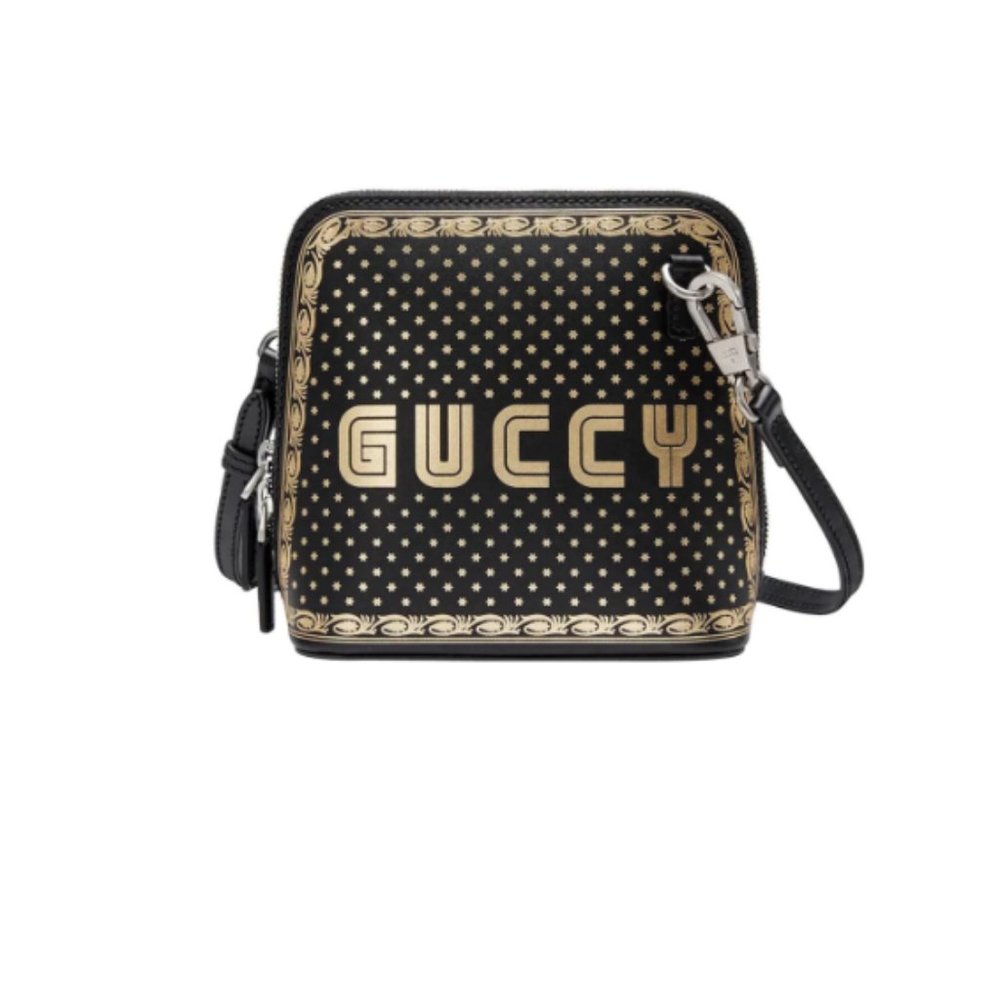 NEW! Gucci Black Guccy Sega Script Dome Mini Crossbody Bag for Women